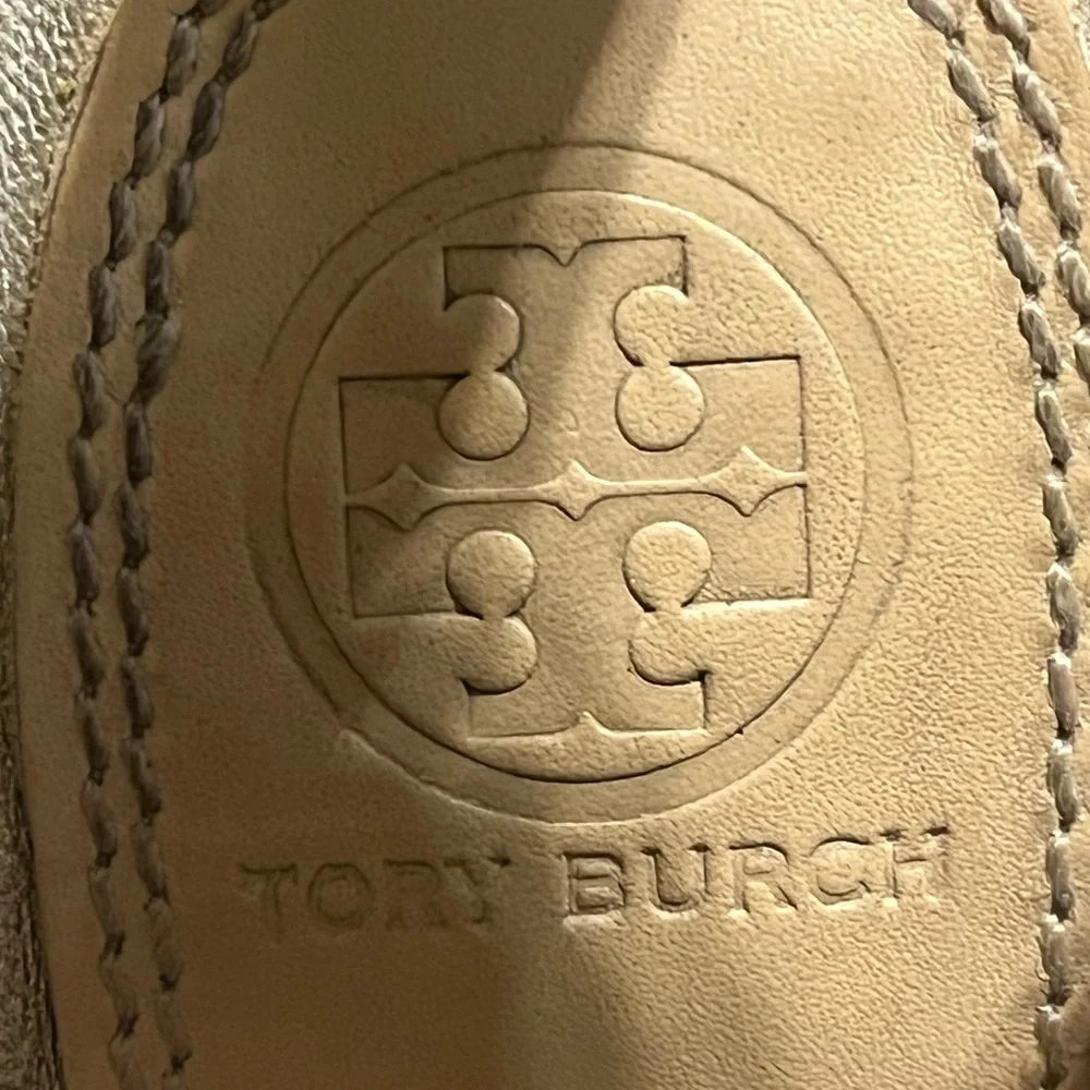 Tory Burch Gold Floral Wedge Sandals